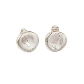 Sterling Silver Round Organic Concave Shaped Studs