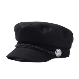 The Crown Black Cotton Sailor Cap