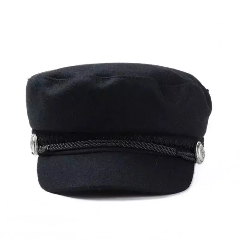 The Crown Black Cotton Sailor Cap