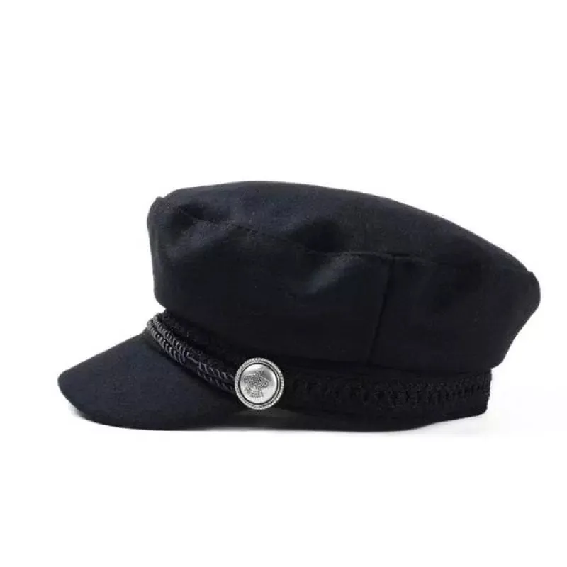 The Crown Black Cotton Sailor Cap