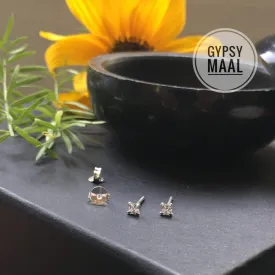 Tiny Square Zircon Ear Studs