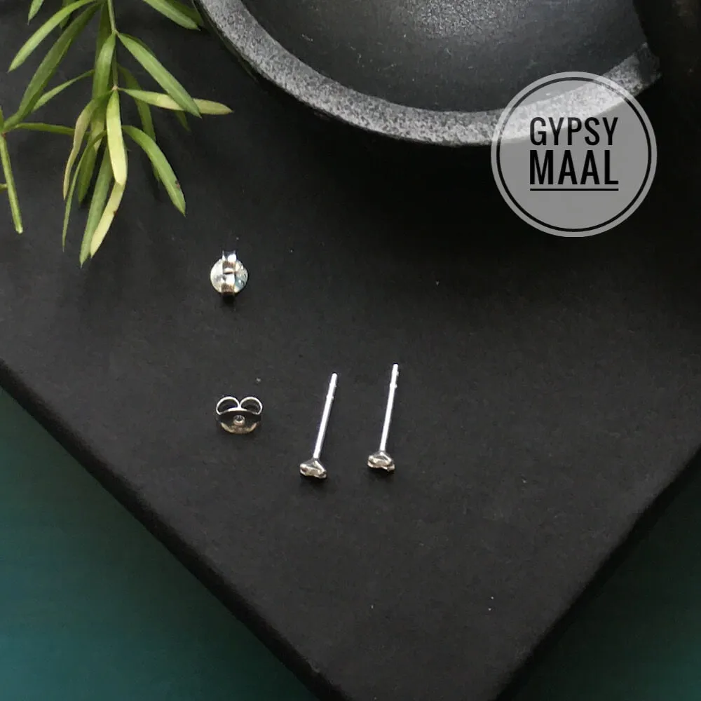 Tiny Square Zircon Ear Studs