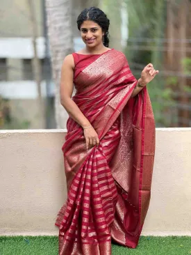 Traditional Style Banarasi Weave on Kora silk Ready To Wear Saree