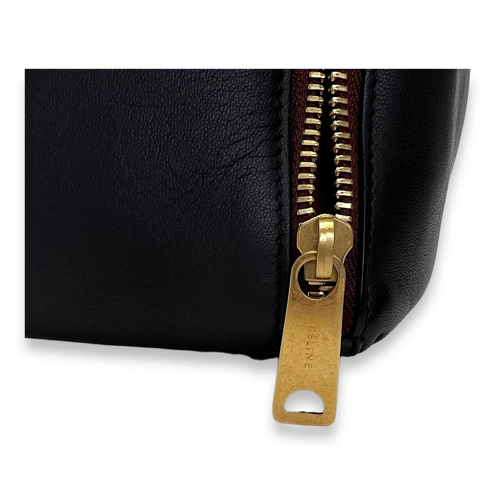 Vertical Cabas Black Tote Bag in Calfskin, Gold hardware