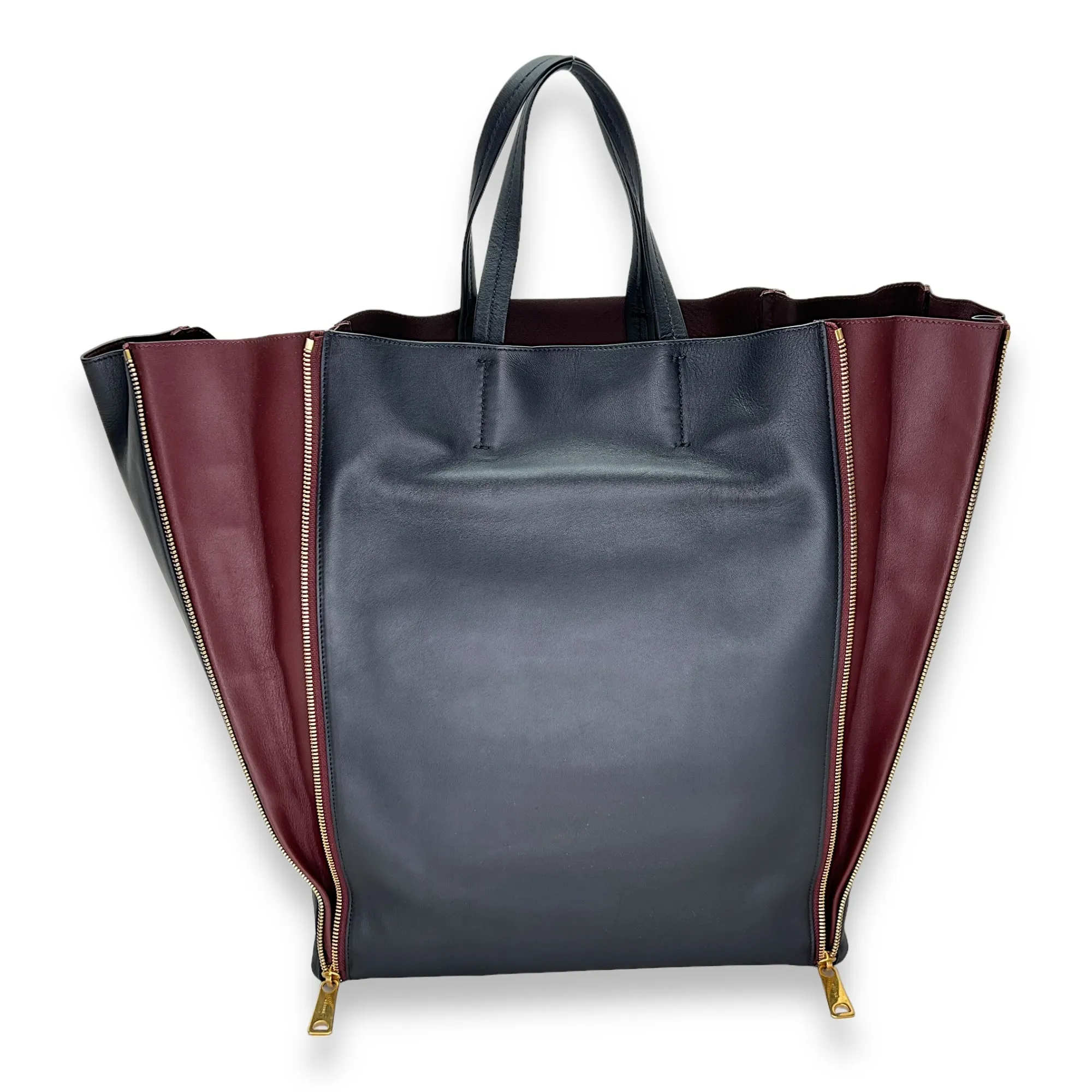 Vertical Cabas Black Tote Bag in Calfskin, Gold hardware