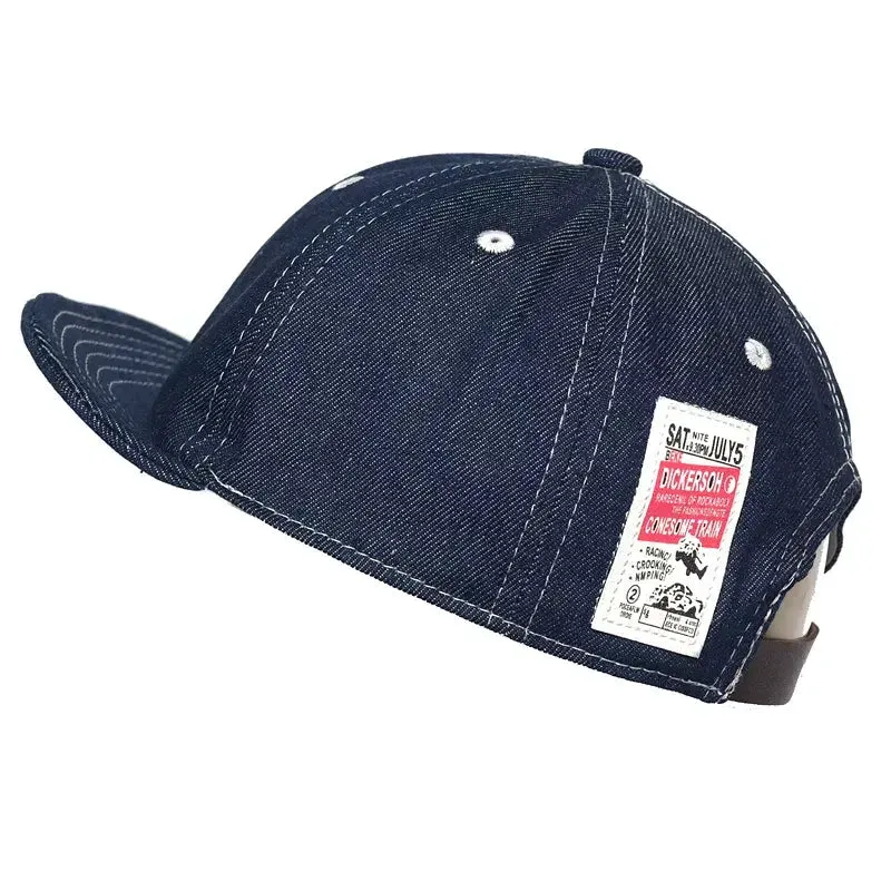 Vintage Denim Short Visor Snapback Cap