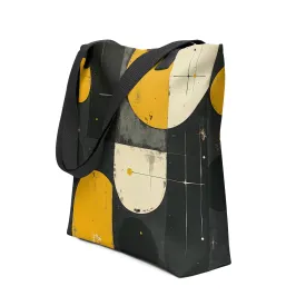 Vintage Retro Abstract Yellow and Black, Tote bag