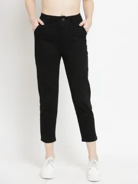 Women Solid Black Ankle Length Trouser